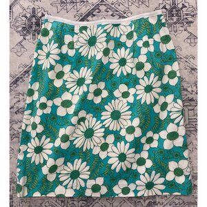 Vintage Telluride Clothing Co. Daisy Print Skirt Size 10 Womens Teal Knee Length